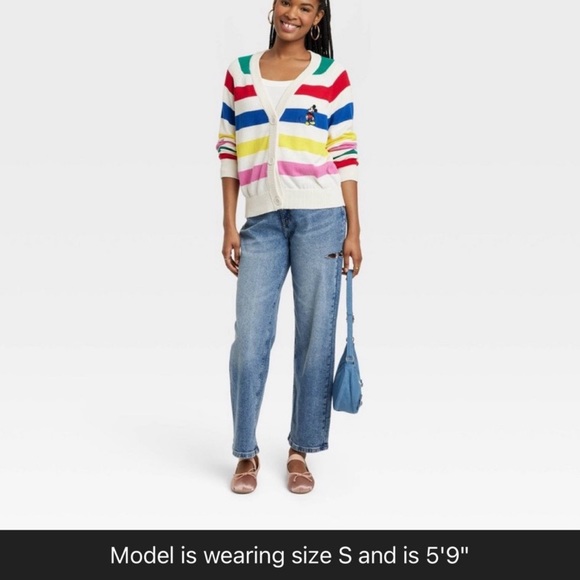 Women's Disney 100 Striped Graphic Cardigan (small pull in yellow stripe) - Picture 4 of 8